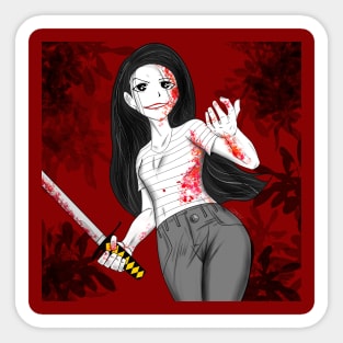 kill lady ecopop with sword fighting Sticker